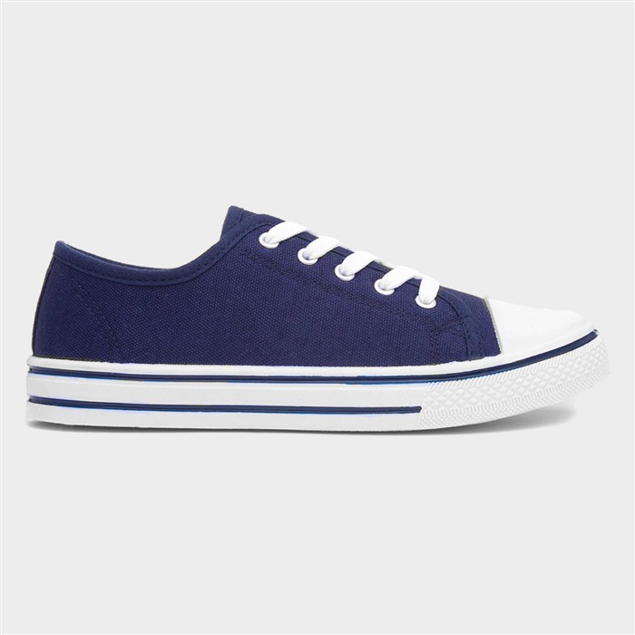 Womens Navy Lace Up Canvas Shoe