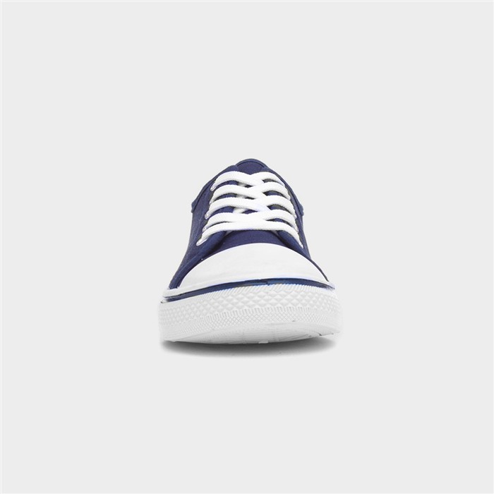 Womens Navy Lace Up Canvas Shoe