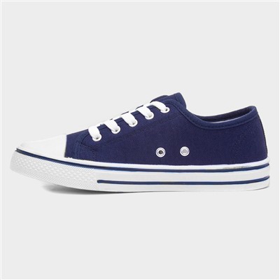 Womens Navy Lace Up Canvas Shoe