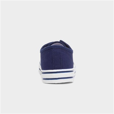 Womens Navy Lace Up Canvas Shoe
