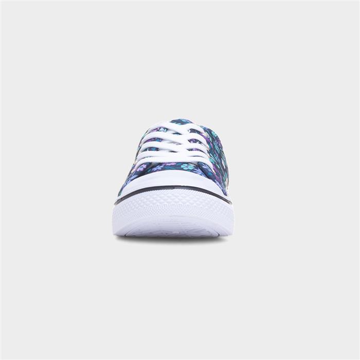 Womens Multi Floral Lace Up Canvas Shoe