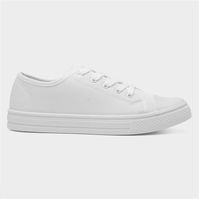 Women's White Lace Up Canvas Shoe