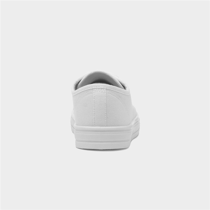 Women's White Lace Up Canvas Shoe