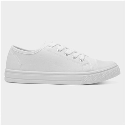 Women's White Lace Up Canvas Shoe