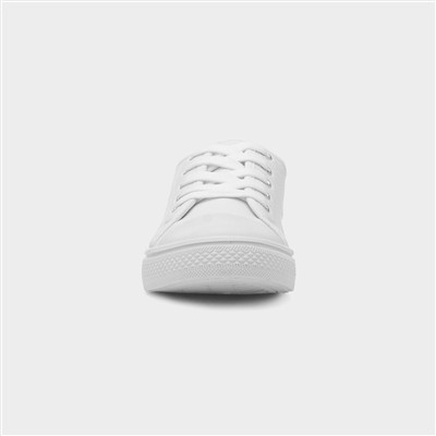 Women's White Lace Up Canvas Shoe