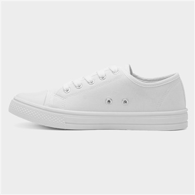 Women's White Lace Up Canvas Shoe