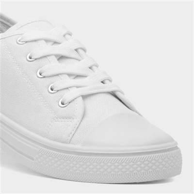 Women's White Lace Up Canvas Shoe