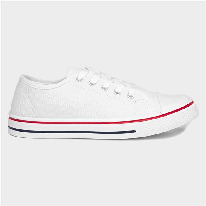 Red Fish Meru Womens White Lace Up Canvas Pump16691 Shoe Zone