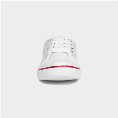 Meru Womens White Lace Up Canvas Pump