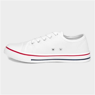 Meru Womens White Lace Up Canvas Pump