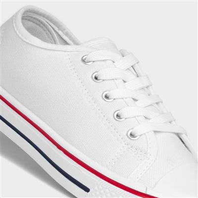 Meru Womens White Lace Up Canvas Pump