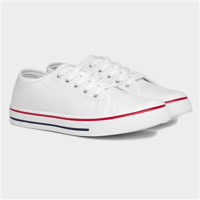 Meru Womens White Lace Up Canvas Pump