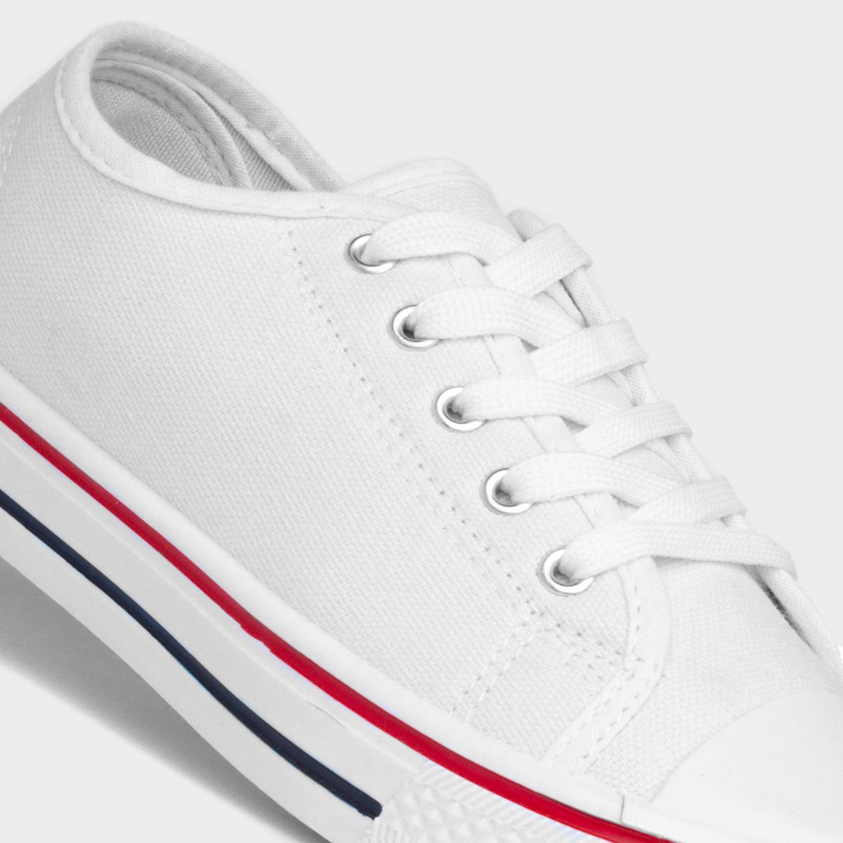 Shoe Zone White Canvas Trainers Womens Red Fish Meru Womens White