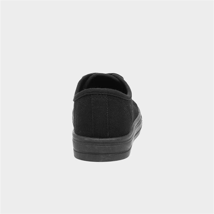 Womens Black Lace Up Canvas Shoes