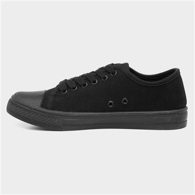 Womens Black Lace Up Canvas Shoes