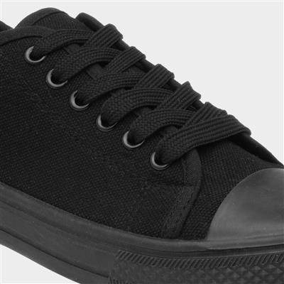 Womens Black Lace Up Canvas Shoes
