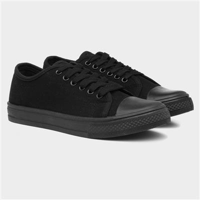 Womens Black Lace Up Canvas Shoes