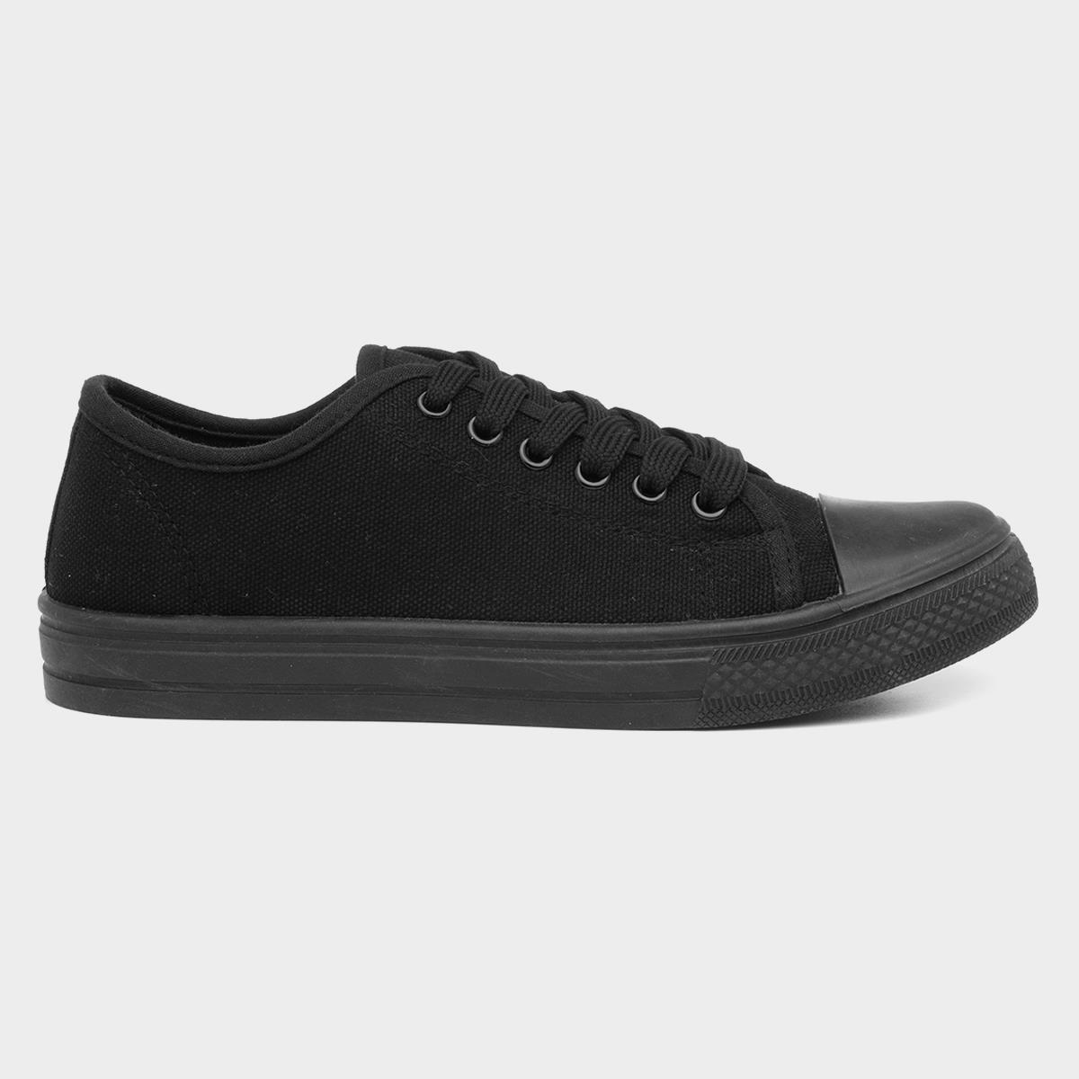 Womens Black Lace Up Canvas Shoes