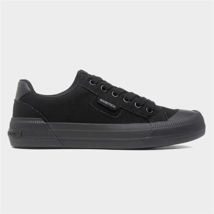 Cheery Womens Black Lace Up Canvas Shoe