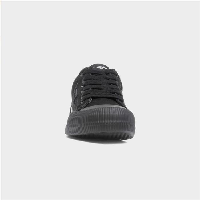 Cheery Womens Black Lace Up Canvas Shoe