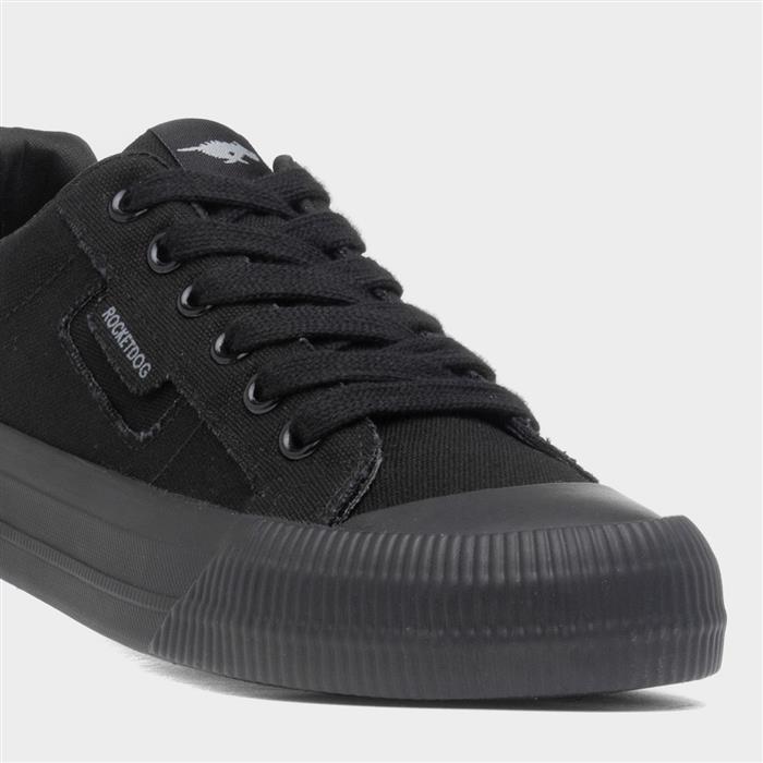 Cheery Womens Black Lace Up Canvas Shoe