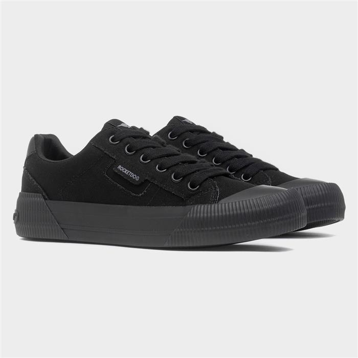 Cheery Womens Black Lace Up Canvas Shoe