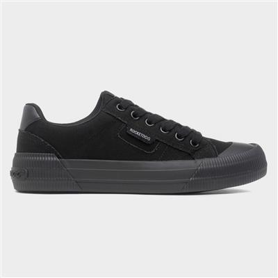 Cheery Womens Black Lace Up Canvas Shoe