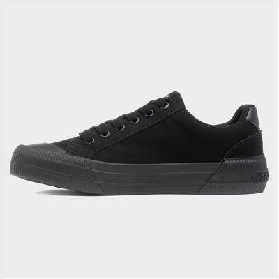 Cheery Womens Black Lace Up Canvas Shoe