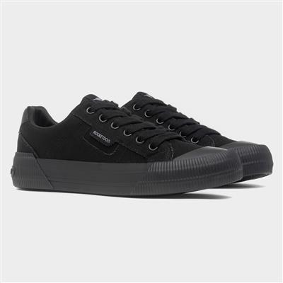 Cheery Womens Black Lace Up Canvas Shoe