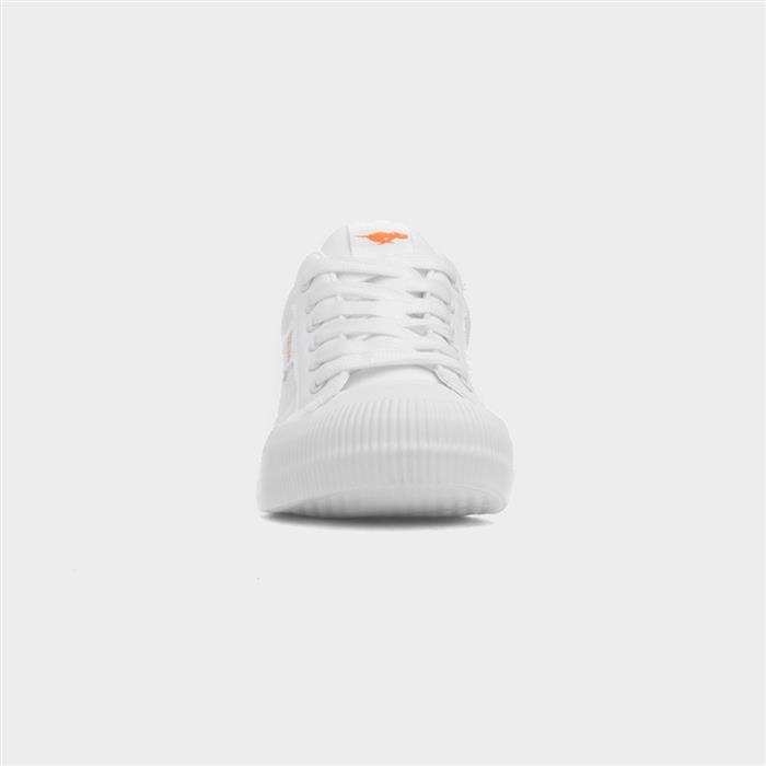 Cheery Womens White Lace Up Canvas Shoe