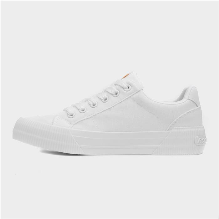 Cheery Womens White Lace Up Canvas Shoe