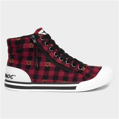 Jazzin Hi Red Canvas Trainers