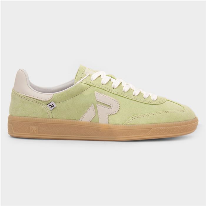 Womens Green Lace Up Casual Suede Shoe