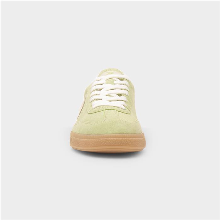 Womens Green Lace Up Casual Suede Shoe