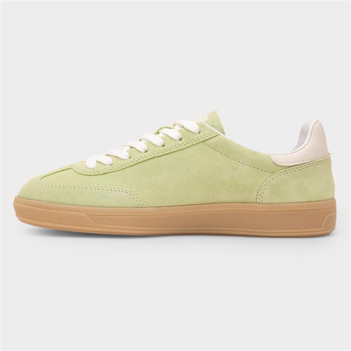 Womens Green Lace Up Casual Suede Shoe