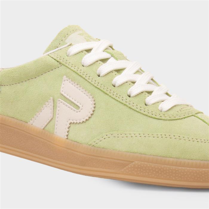 Womens Green Lace Up Casual Suede Shoe