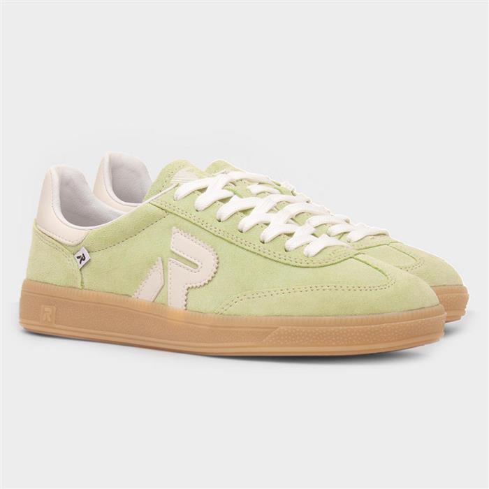 Womens Green Lace Up Casual Suede Shoe