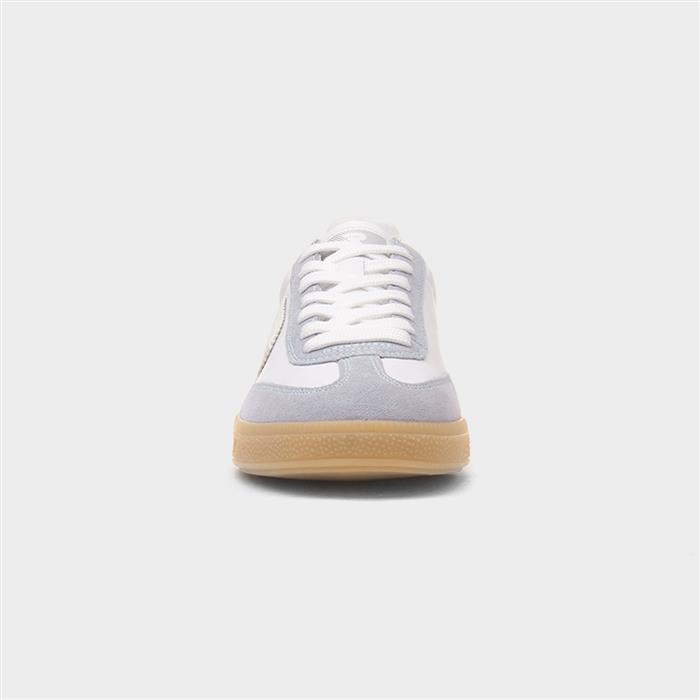 Womens White & Blue Lace Up Leather Shoe