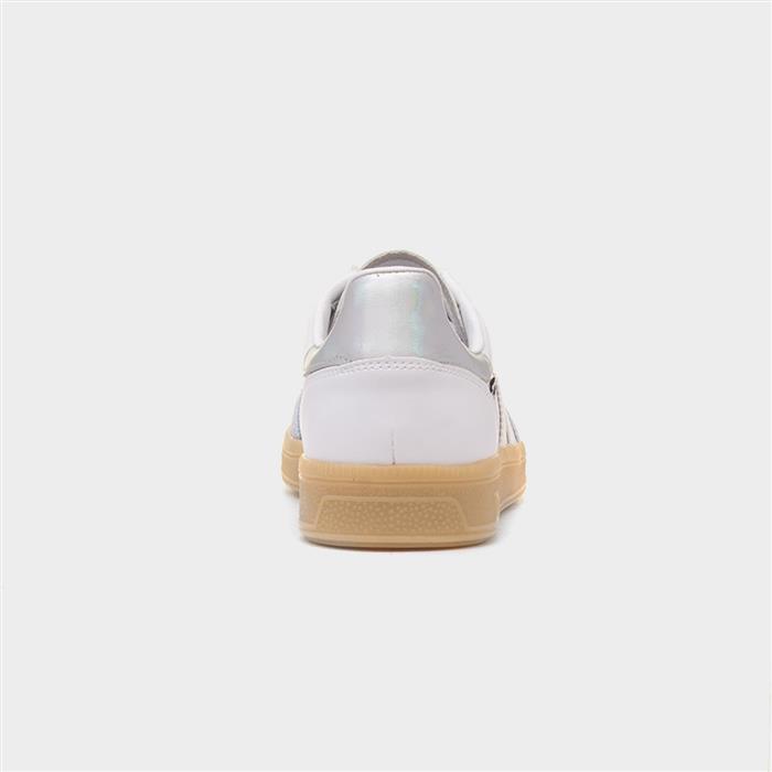 Womens White & Blue Lace Up Leather Shoe