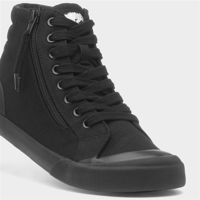 Jazzin Hi Womens Black Zip Canvas