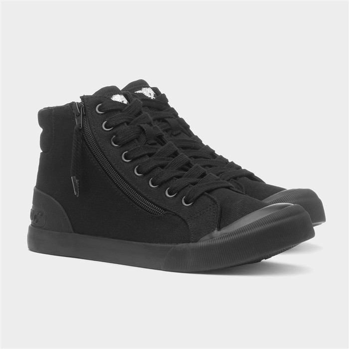 Jazzin Hi Womens Black Zip Canvas