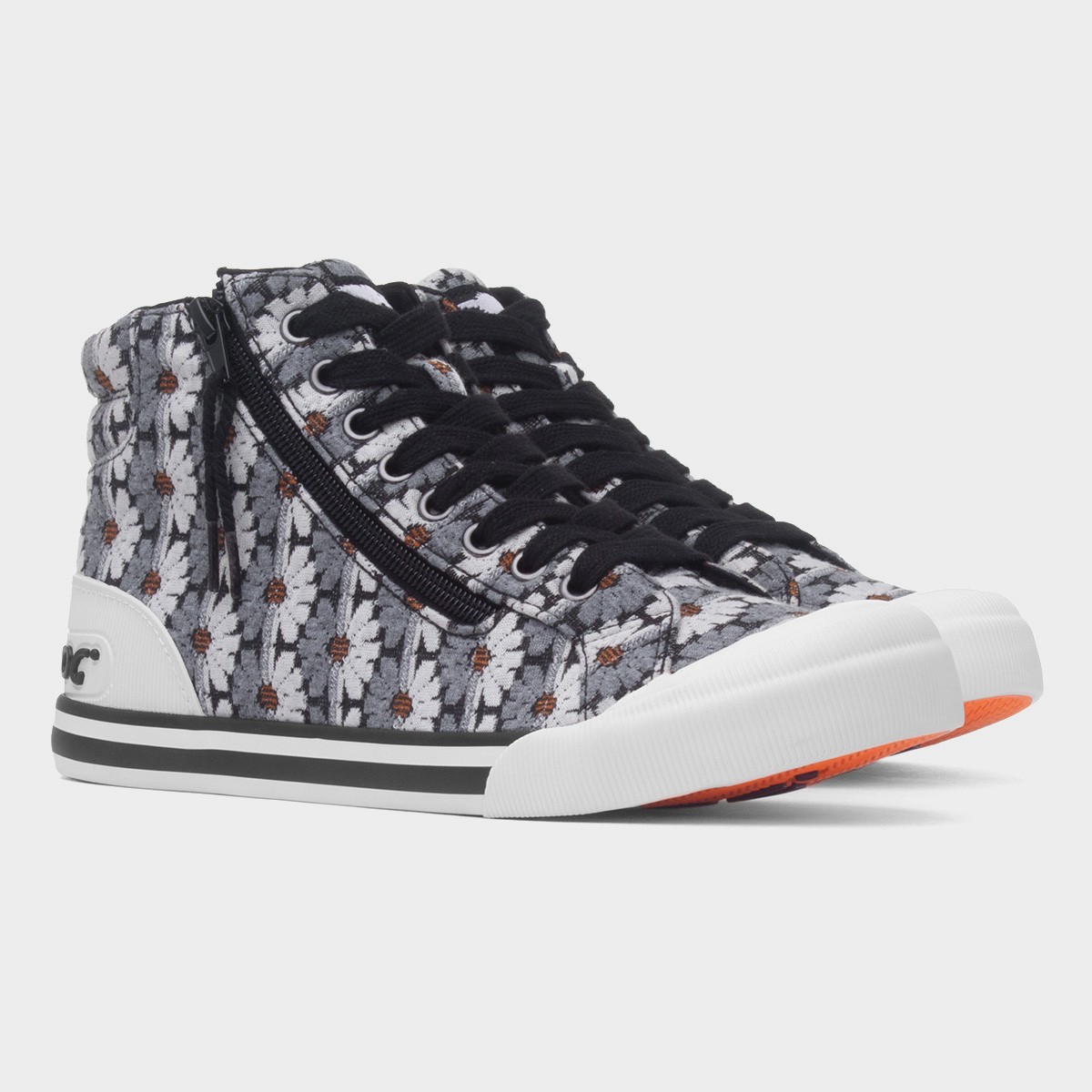 Rocket Dog Jazzin Hi Ryde Womens Grey Zip Canvas-16817 | shoezone