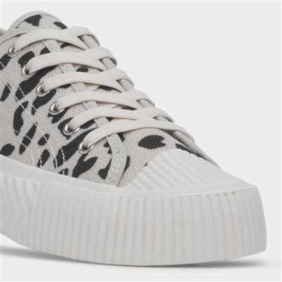 Jayne III Womens Beige Ocelot Lace Up Canvas
