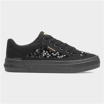 Rocket Dog Cheery Womens Black Sequin Canvas