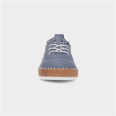 Evie Womens Blue Casual Leather Shoe