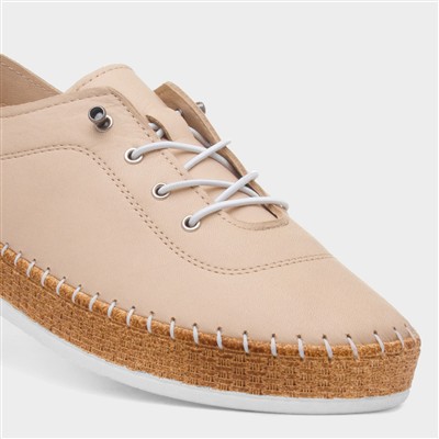 Evie Womens Cream Casual Leather Shoe