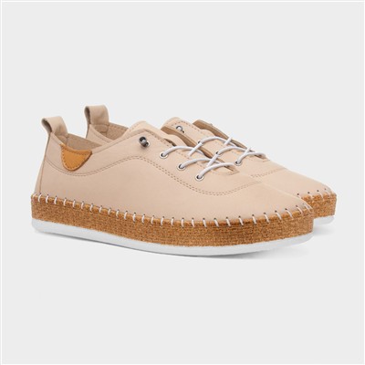 Evie Womens Cream Casual Leather Shoe