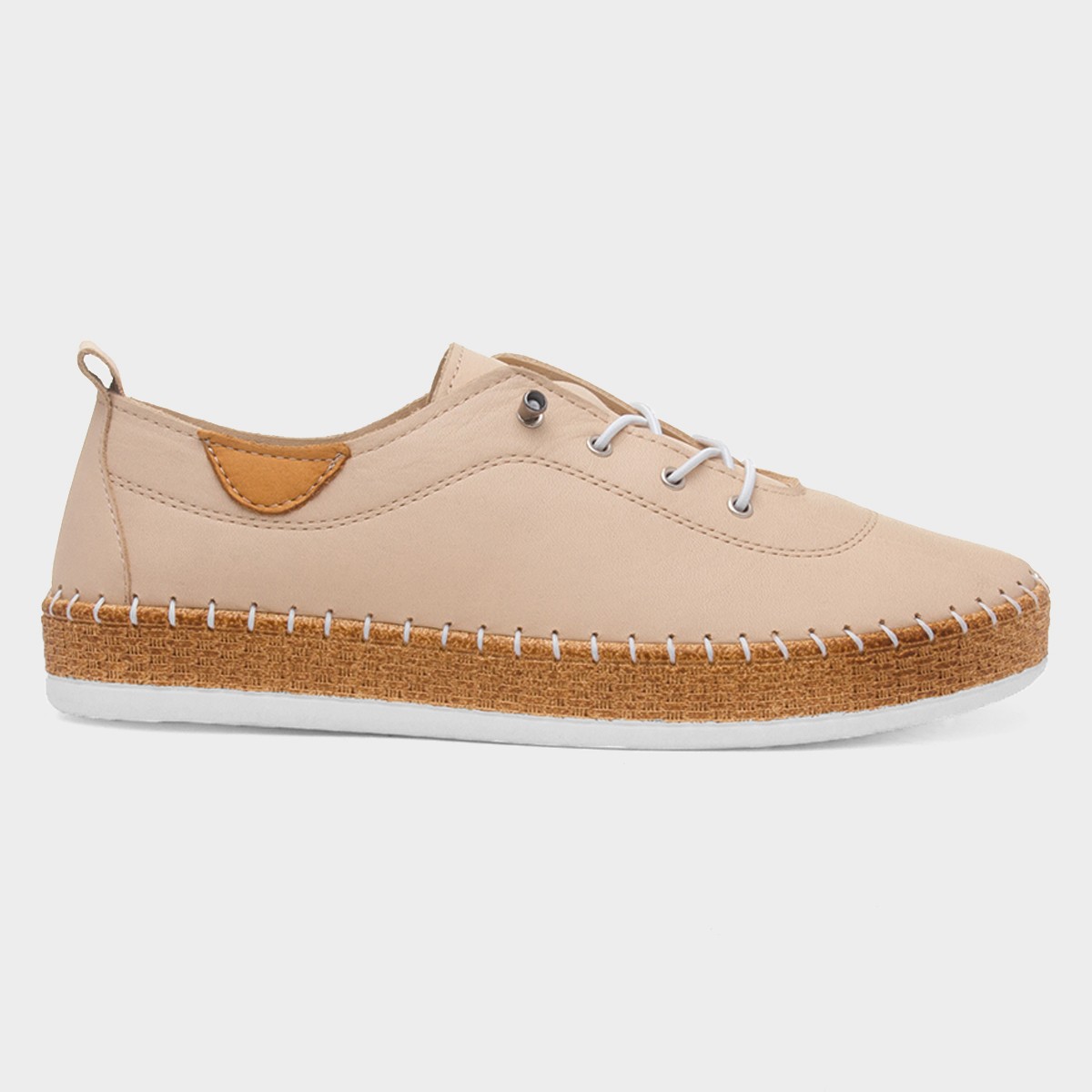 Evie Womens Cream Casual Leather Shoe