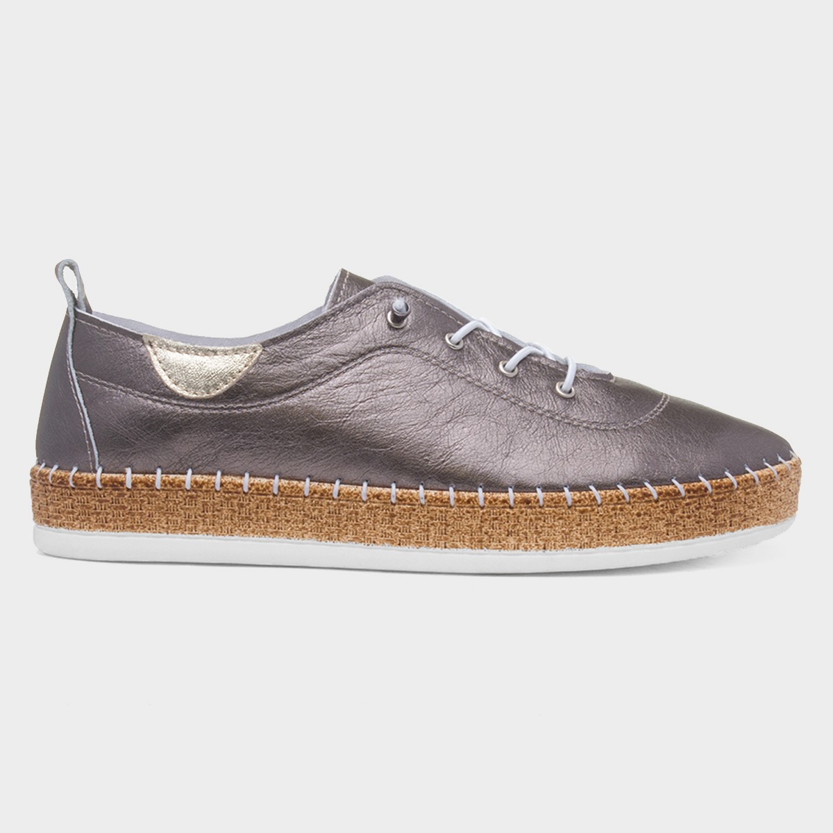 Evie Womens Pewter Casual Leather Shoe