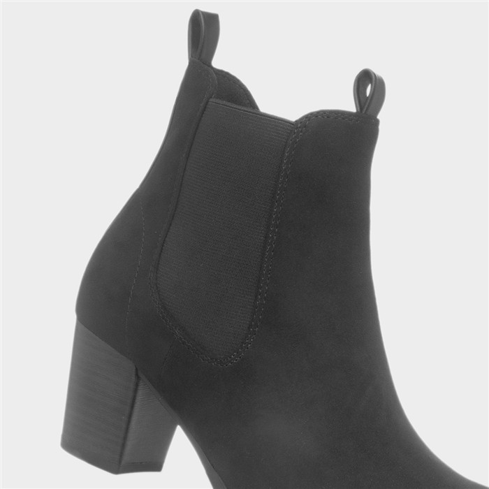 Womens Black Heeled Ankle Zip-Up Boot